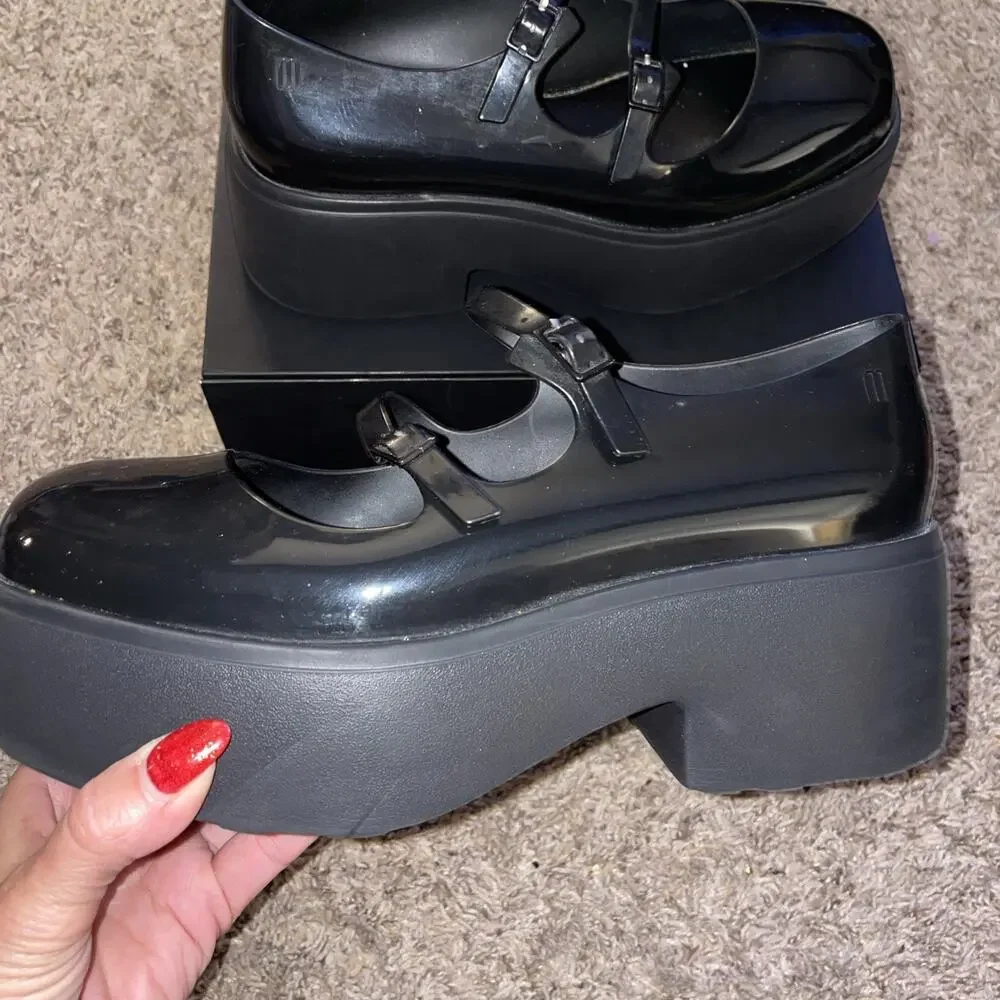 Melissa Farah Platform Black Mary Jane Shoes Size 9